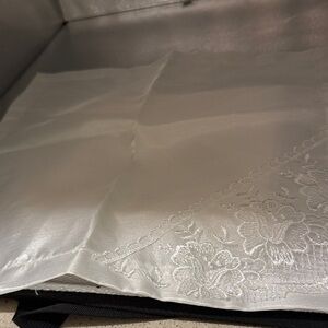 Vintage Elegant White Embroidered Handkerchief or Napkin